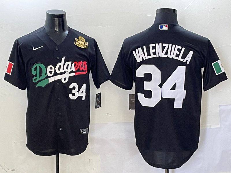 Men Los Angeles Dodgers #34 Valenzuela Black Mexico Game Nike 2025 MLB Jersey style 8